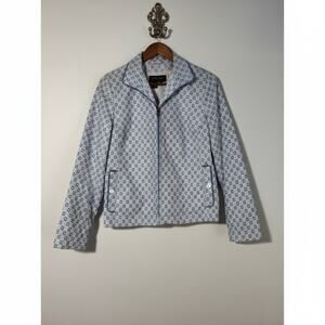 Nina McLemore · Blazer Size 6 · Silk Lined Basketweave Cotton · Blue White